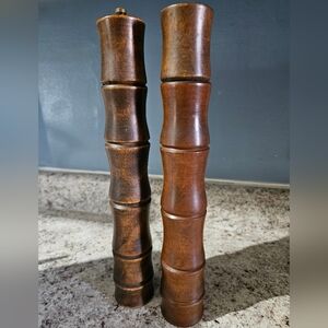 Vintage Wooden Bamboo-Style Salt and Pepper Mills – Brown Japan McM